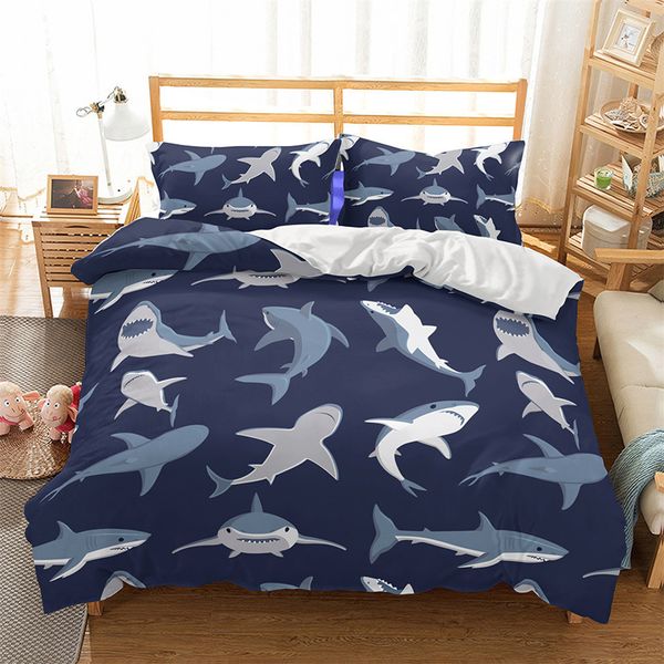 Bedding Sets Shark Kids Set Set Series Animal Série de animais para crianças Single Cute Cartoon Boys Quilt Capa 230817