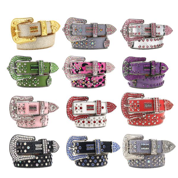 Bling besetzt Kristall Fashion Diamant BB Simon Belt lässig Frau Leder Designer für Mann Gürtel Herren Breite 3,8 cm Rock Luxurys Strass Strass Schnallen Punkgürtel