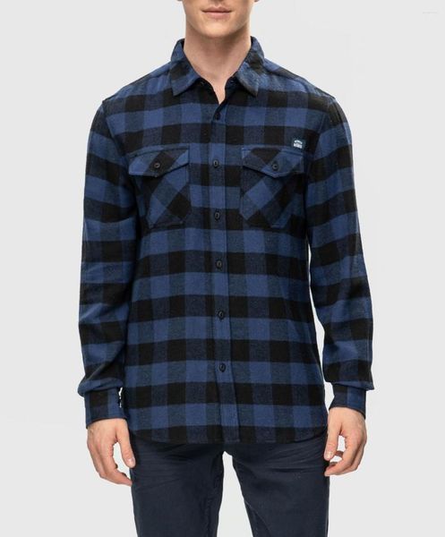 Herren lässige Hemden Fashionpark Plaid -Hemd Hemd Fleece Button Down Kragen Gewicht Langarm Flanell Flanell Winter warmer Kord auskleidet