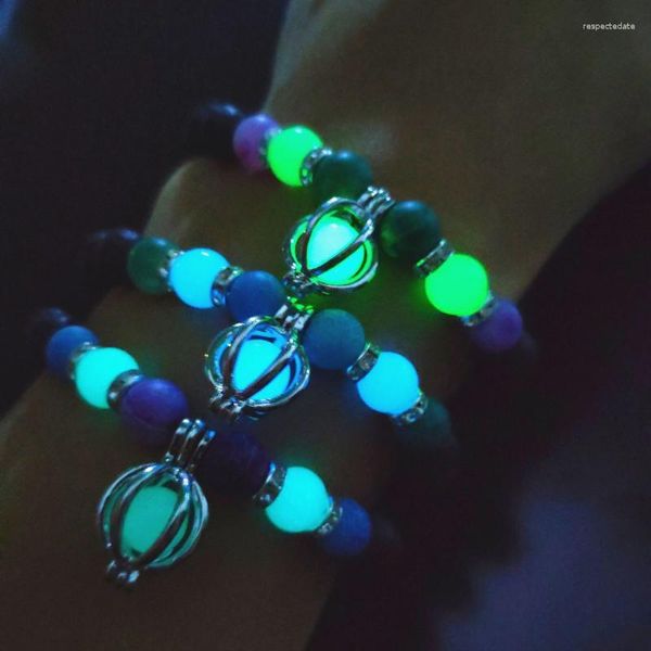 Strand Fashion Men Fluorescenza Bracciale luminoso luminoso nei bracciali scuri per le donne gioielli in pietra naturale