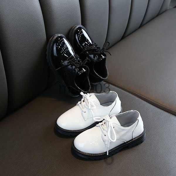 Sneakers Kinder neue Jungen PU Leder Hochzeitskleiderschuhe für Mädchen Kinder Baby Schwarze Schule Performance formelle flache Loafer Schuhe B501 J230818