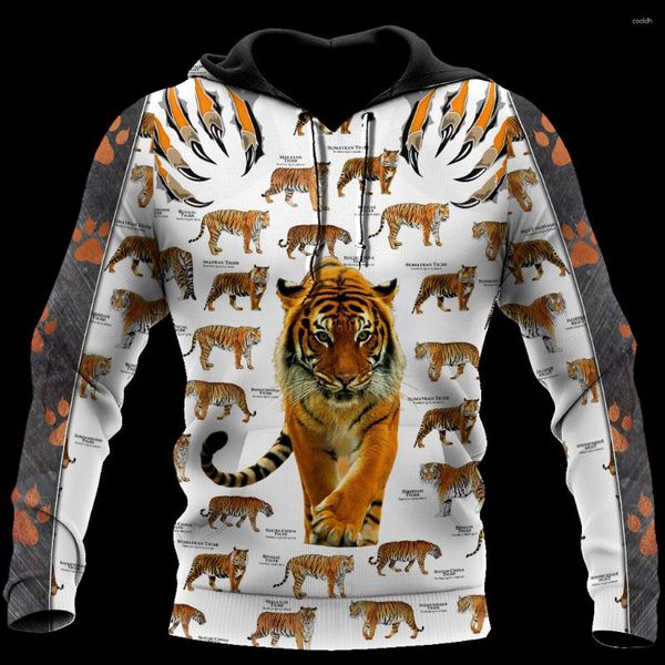 Herren Hoodies in Sweat-Shirt Tiger Kapuze-Sweatshirts Kleidung für Männer Sweatshirt mit Reißverschlusszip Hoodie Hoody Streetwear