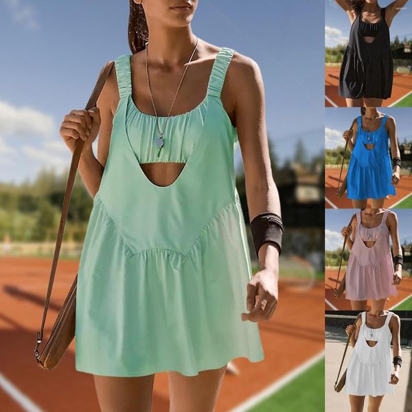 Abiti casual Donne Donne incorporato Shorts Shorts Hollow-Out Ladies Summer Tennis Set Assorbimento sudore Atletico Atletico