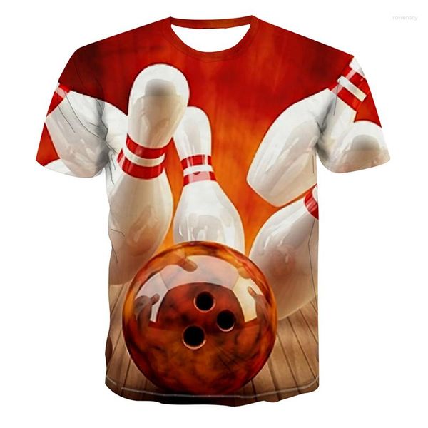 Camisetas masculinas 2023 T-shirt Fashion Summer Leisure 3D Padrão de boliche Padrão de manga curta Casal de camisa