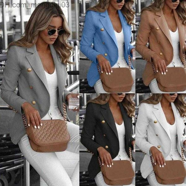 Giacche da donna Giacca da donna Casualmente lavoro Slim Coat Sleeve Outwear Long Womens Suit Ladies con abbottonato Grigio nero Bianco Blu Z230818