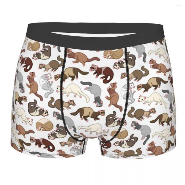 Underpants Männer pelzige Frettchen Cryptid Tiermuster Unterwäsche lustige Boxer-Briefs Shorts Hipies Homme Mid Taille S-XXL