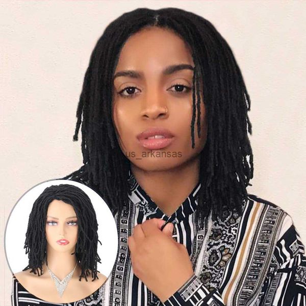 Perucas sintéticas peruca trançada para mulheres 10 polegadas ombre ombre loiro preto dreadlock peruca sintético Africano Faux Locs Crochet Twist Hair Wigs Short HKD230818