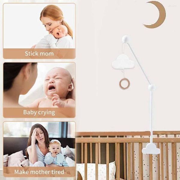 Dekorative Teller Baby Holz Wolkenbett Glockenhalter Cartoon Crib Mobile Hanger Spielzeughalter Bracke Rassel Hanging Arm Dekor q4n2