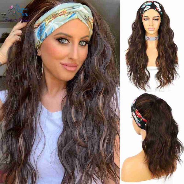Parrucche sintetiche Water Water Wave JBrown Wig Wig per donne Daily Wedding Party Travels Holidays Glueless Headband Wig 2 Bande gratuite Gift HKD230818