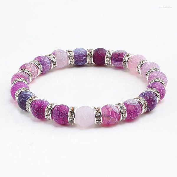Strand di alta qualità per perle di pietra alterata viola naturale Braccialetti Donne colorate braccialebangle di braccialetti di yoga fulmine Pulseras