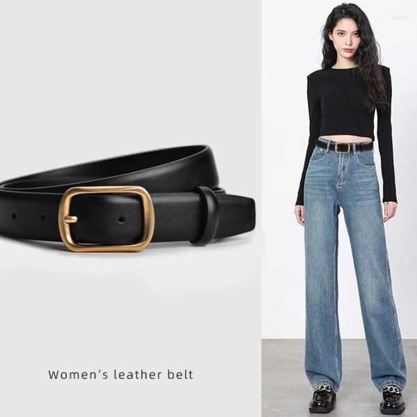 Cinture cinture in pelle femminile vintage e jeans versatili semplici welband pratical welbans decorativo nero