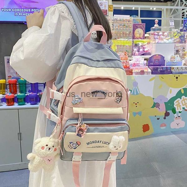 Totes JoyPessie Fashion Kawaii School Schão para adolescentes Nylon Girls Bagpack Backpack Backpack Back Back Black Bookbag HKD230818