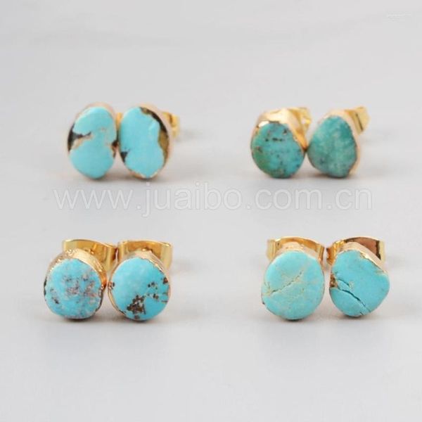 Brincos de garanhão Irregular Natural Turquoises Stone azul de alta qualidade para mulheres Atacadistas Jóias G1017