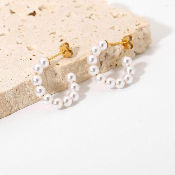 Hölzer Ohrringe 6pairs Trendy Korean elegant natürliche Perlen Kupfer handgefertigter Charme für Braut Hochzeit Schmuck Geschenk