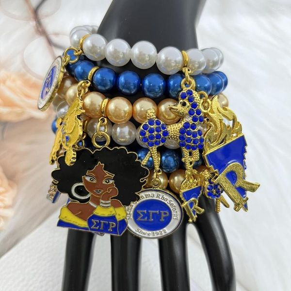 Strand Fashion 6 Stil handgefertigt griechisch gelbe blaue Perlen Pudel Herz Charmalme Armband Schwester Schwesterschaft Schmuck