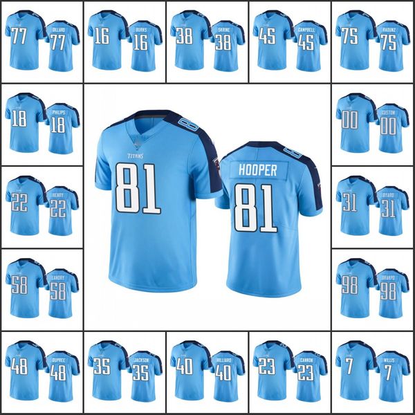 Tennesseeetitansmen 22 Derrick Henry 16 Treylon Burks 98 Brian Orakpo 31 Kevin Byard Frauen Jugend hellblau Custom Color Rush Limited Jersey