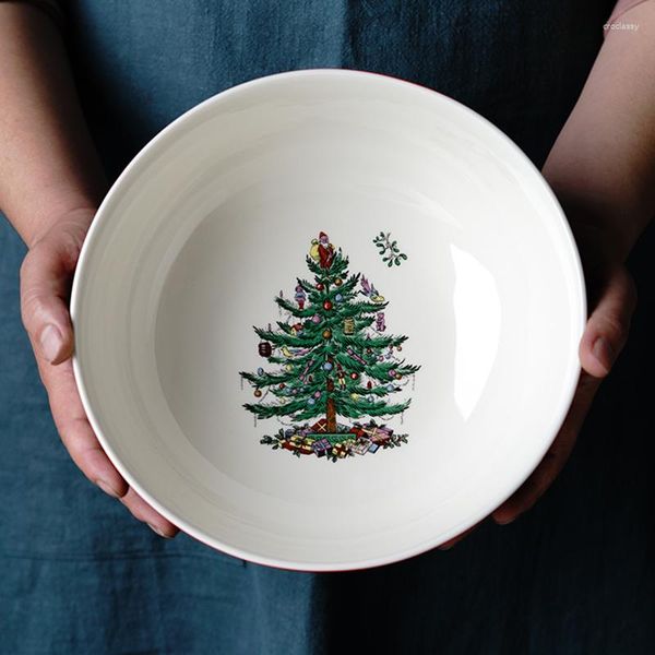 Set di stoviglie Squadra di Natale Squadra di Natale Piatto Floro Ceramica Piatto Western In Insalata e Noodle Botola Disset Disponibile Underglaze