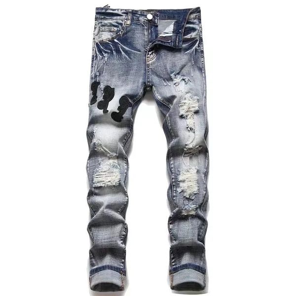 maschile viola jeans designer jeans am jeans uomini jeans alla moda e lussuoso stampa di viaggi di viaggio stradali strati strati di jeans maschi s5