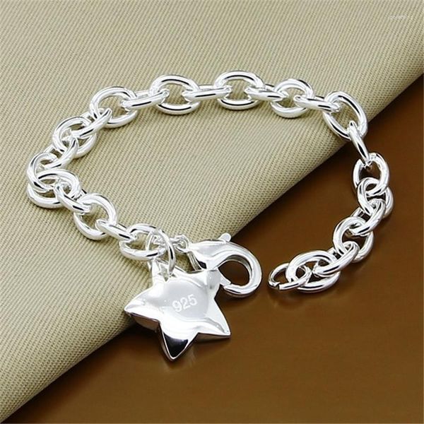 Bracelets de charme jóias clássicas 925 STERLING Silver Color Bracelet Star For Mull Men Link Chain