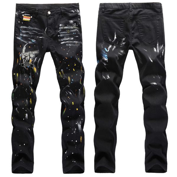 Herren Jeans gedruckt trendy gutaussehende High-End-Hose neue Frühling Koreanische Version kleines Bein