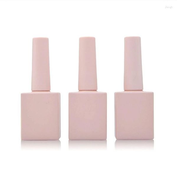 Lagerflaschen 10pcs/Los hochwertig rosa gefrostete leere Nagellackglasflasche klarer tragbarer Behälter Kosmetische Behälter