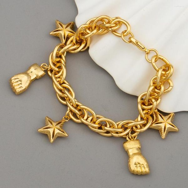 Pulseiras de link pulseira manual coreana estilo simples moda moda feminina pingente de ouro de cor de cor para presentes para presentes