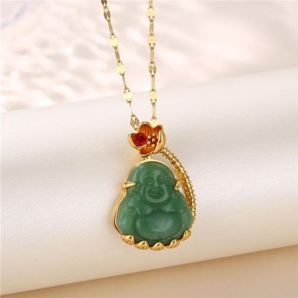 Anhänger Halsketten Gegenstände Buddha Halskette Emo Accessoires Mode Edelstahlkette Gold gepackt Schmuck Geschenk für Frauen