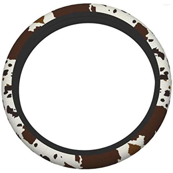 Рулевое колесо покрывает корову кожа кожа коричневая автомобильная крышка эластичная удобная неопрена универсальная 15 -дюймовая прочная защита