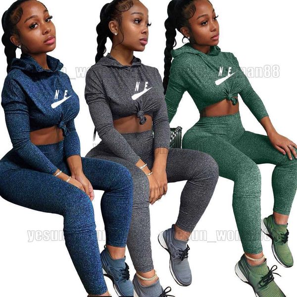 Designer Designer Luxury Niki Classic Womens Ladies Sports Suit NK Casual Autunno e inverno Solido Fashion Fashion Fitness Running Sports Set a due pezzi