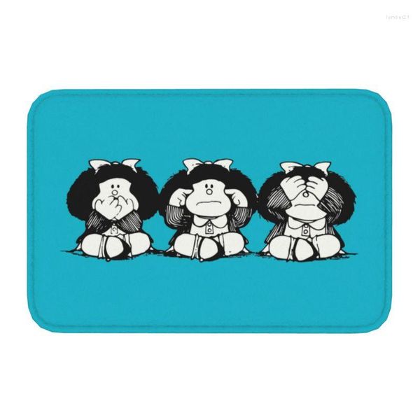 Tapetes Humor Mafalda Porta do andar do frente Mat de boas -vindas Manga de desenho de desenho animado da cozinha da cozinha da cozinha da sala de estar de tapete de tapete de tapete de tapete de tapete