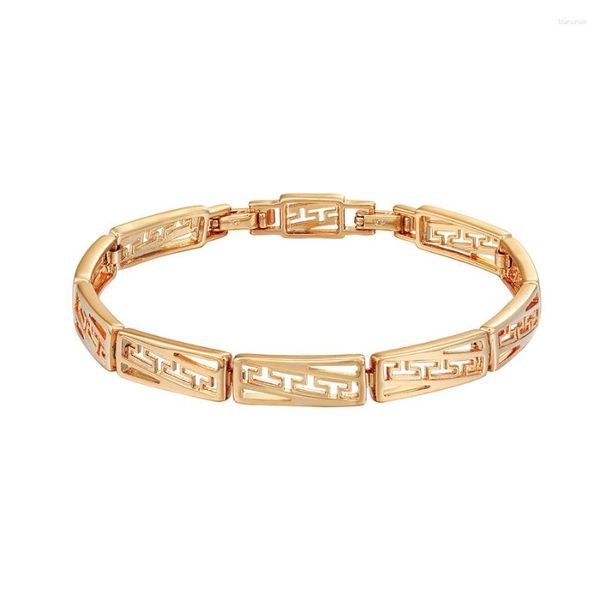 Pulseiras de link mxgxfam (19 cm) geométrico quadrado ouro banhado 18 k pulseira legal para joias de moda de homens