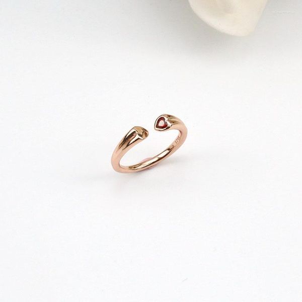 Anelli da nozze Double Love Heart Ring Rose Gold Color Open dita per donne Gioielli di fidanzamento J40