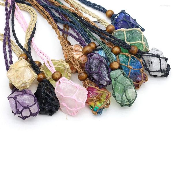 Подвесные ожерелья натуральный камень розовый кварц драгоценный камень нерегулярные ожерелье для ювелирных изделий для ювелирных украшений