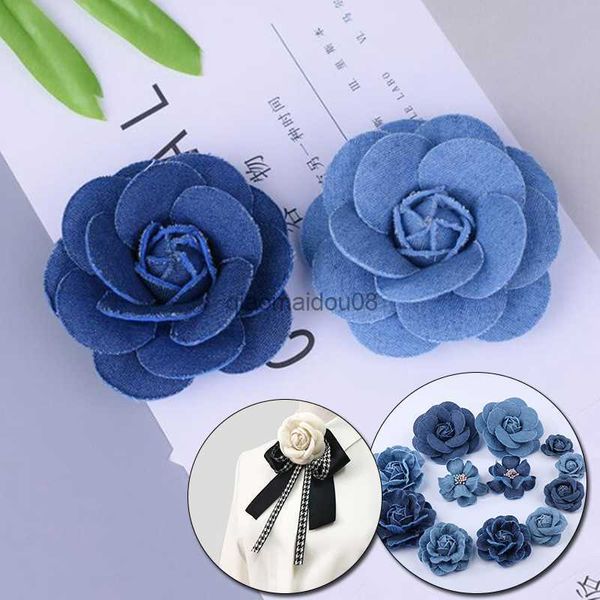 Dekoratif Çiçek Çelenkleri 5 PCS Yapay Çiçekler Küçük Camellia DIY denim Çiçek Düğün El Yapımı Scrapbooking Headdress Crafts Giyim Dekoru HKD230818