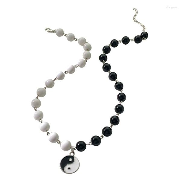 Colares pendentes Amulets Jóias Moda Yin Yang Cadeia de camisola longa Mulheres ajustáveis