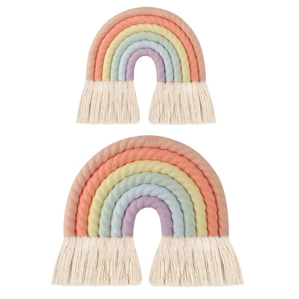 Stuff murale peluche 6 strati Macrame Arcodio Arcobaleno Decorazioni da parete per camera da letto Nursery Baby Kids Rooms Colorful Tapestry Wall sospeso 230818