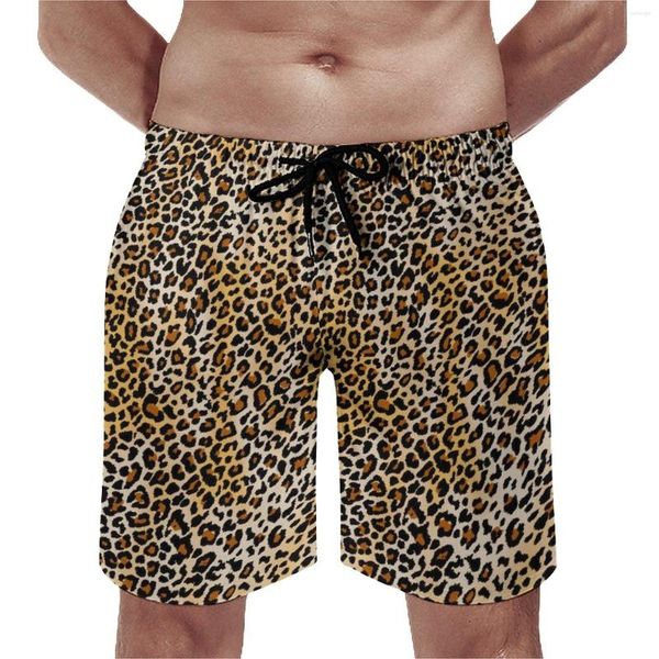 Shorts masculinos Leopard Wild Board Pretty Animal Print Hawaii Calça curta Men Sports Fitness Fast Dry Beach Trunks Ideia de presente