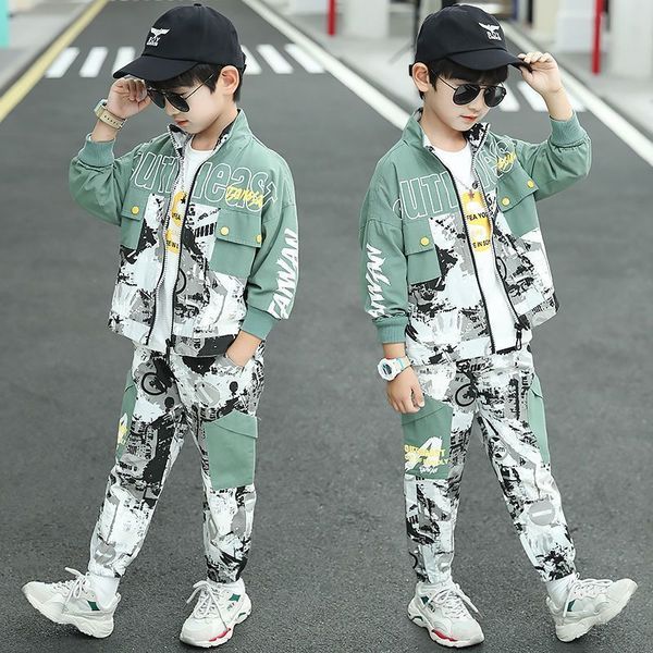 Наборы одежды 2023 Мальчики няня модная куртка писем для мальчика подростка для детей корейские брюки.