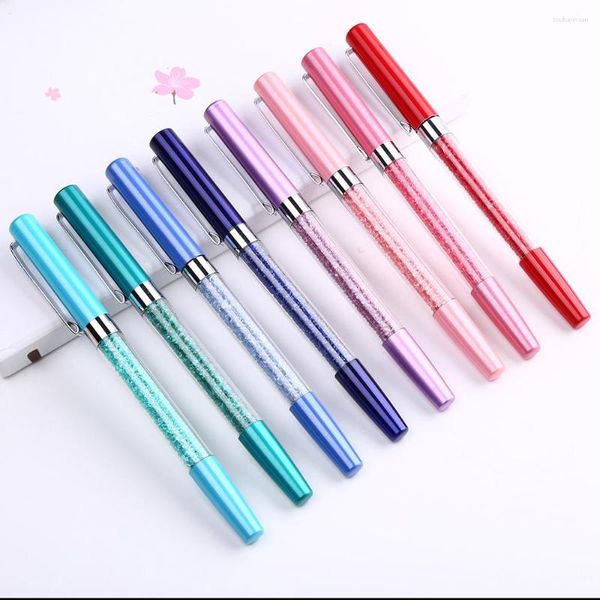 Diamond Crystal Rainbow Gel Pen Stationery Supply Supply Office Acessório Cute Conto Roller Ball Rollerball Gold Pink Blue Black