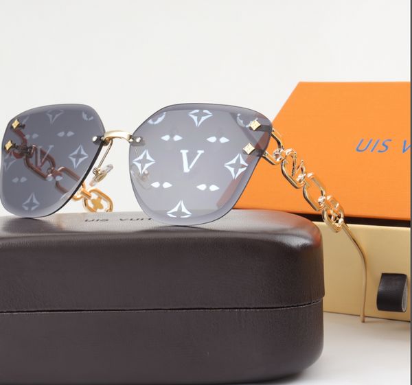Bedruckte V-Sonnenbrille, Damen-Luxusmarke, Designermarke, Herren-V-Sonnenbrille mit goldenem Logo, schwarz-grauer Strand-Sonnenblende