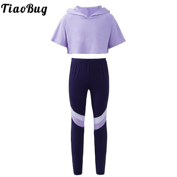 Наборы одежды 2pcs детские девочки спортивные костюмы повседневная ежедневная одежда с капюшоном с короткими рукавами