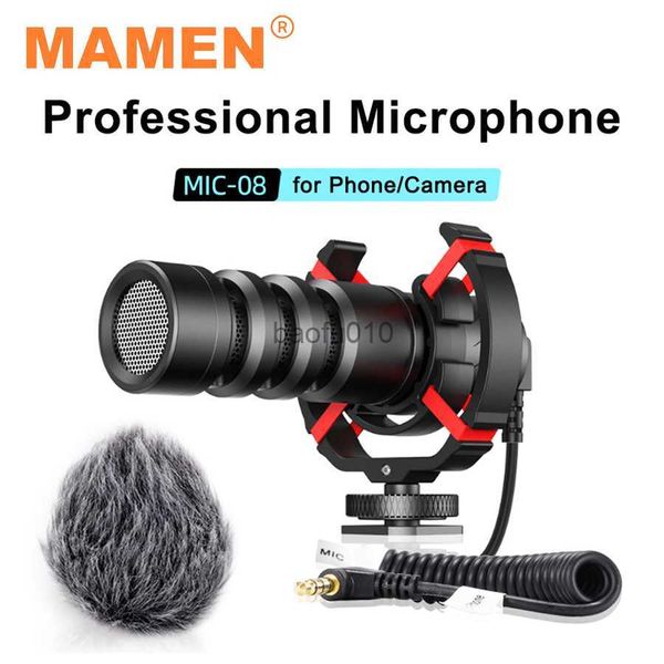 Микрофоны MAMEN Aluminum Alloy Professional Recording Microphone с пружинной кабельной заглушкой и воспроизводится для Nikon DSLR смартфона HKD230818