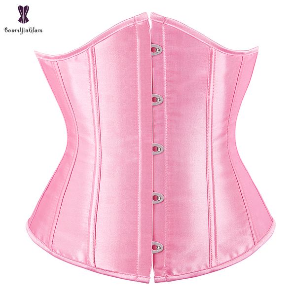 Corpo de barriga de barriga de cintura Underbust Corset cetim branco preto azul azul rosa Apresentante roxo Bustier marrom bauques plus size corselet 2308017