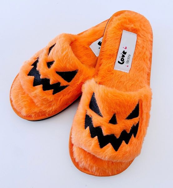 Slippers Halloween Pumpkin Lantern Slippers Autumn Soft Furry Comfort fechado dos dedos do dedo do dedo do dedo do pé 43 Slippers ao ar livre Zapatos Mujer 230817