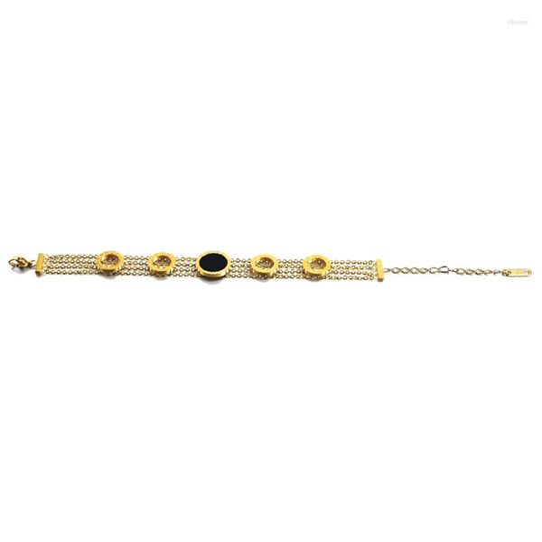 Bangle Black Shell Lvoer Bracelet Gold Color Titanium Fashion Charm de luxo Aço inoxidável para mulheres Presente de casamento de joias