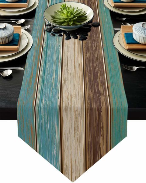 Table Runner Romen turlap mesa rústica corredores longos lenços de cômodos retro celeiro madeira marrom marrom mesa runner househhouse estilo para decoração de casa 230818