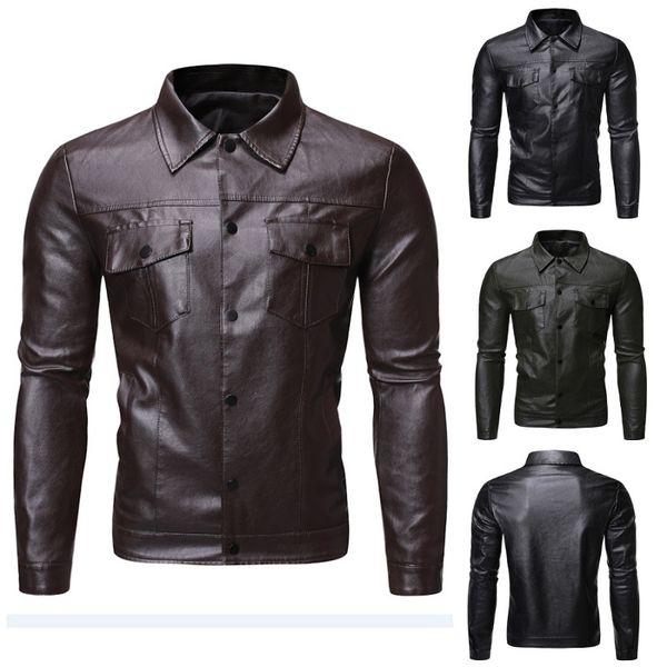 Giacche da uomo Autumn e inverno Moto maschile MOTORE TRIDIMENSIONALE Pocket Slim Lapel Leather Giacca 230816