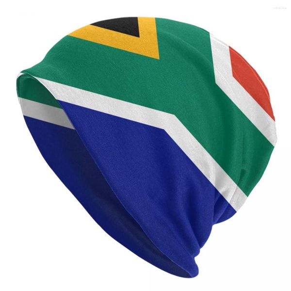 Berets Bonnet Hut für Männer und Frauen Südafrika -Flagge Stricke Mützen weiche Turban Hip Hop Beanie