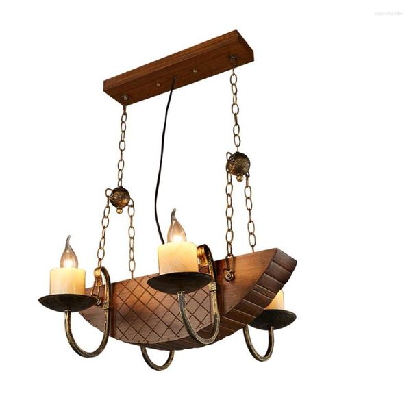 Lâmpadas pendentes Luzes de ferro loft Creative Industrial Wind Cafe Personalidade Vintage American Pirate Ship Lamp YA7298