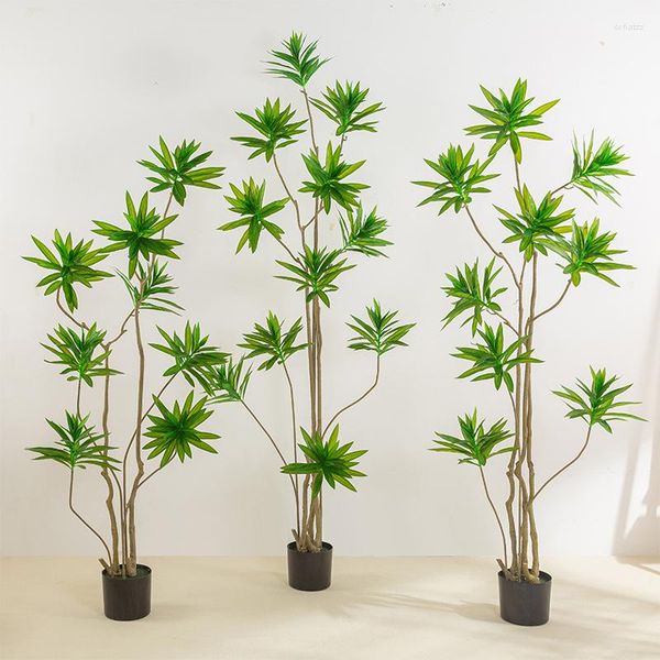 Dekoratif Çiçekler 80cm Yeşil Bitkilerin İskandinav Simülasyonu Zambaklar ve Bambular Saksı Kapalı Oturma Odası Dekorasyon Süsleri Lily Bambu